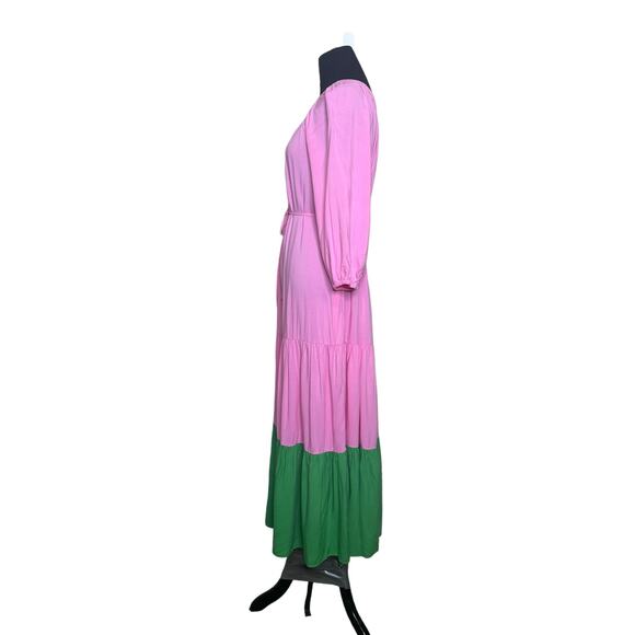 Scoop pink green one shoulder tiered maxi dress size XS - Picture 9 of 15